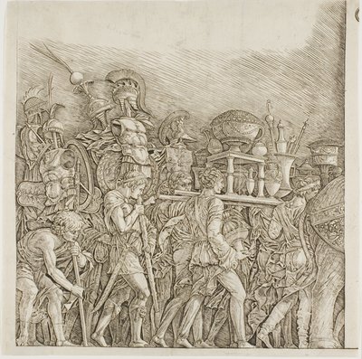 トライアンフ オブ シーザー: 戦利品を運ぶ兵士たち 作： school of Andrea Mantegna