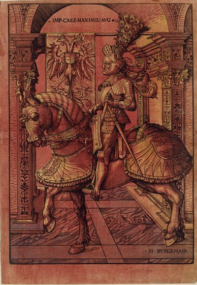 皇帝マクシミリアン 1 世、馬に乗って武装、1508 年 作： the Elder Hans Burgkmair