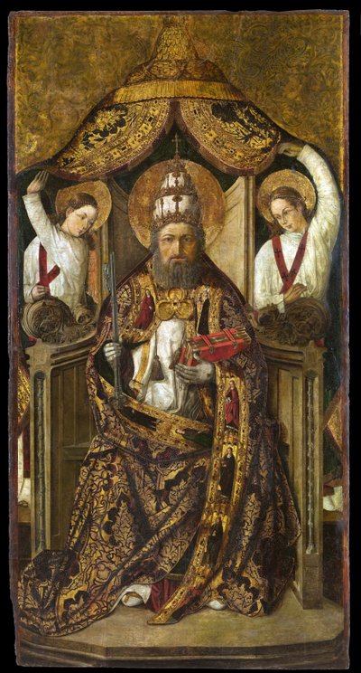 即位した聖ペテロ - ロドリゴ・デ・オソナ（オルソナ）（1465-1514年活動）による絵画 - 約。 1470-1480 - 木に油彩 - 214.2x112 - カタルーニャ国立美術館、バルセロナ 作： the Elder Rodrigo de Osona