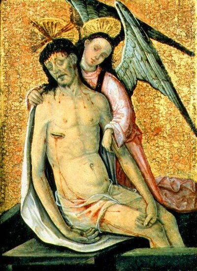 天使に支えられた死せるキリスト 作： the Elder Rodrigo de Osona