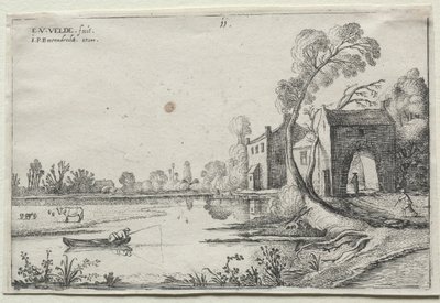 川とゲートハウスのある風景、1614年。 作： van de Velde Esaias
