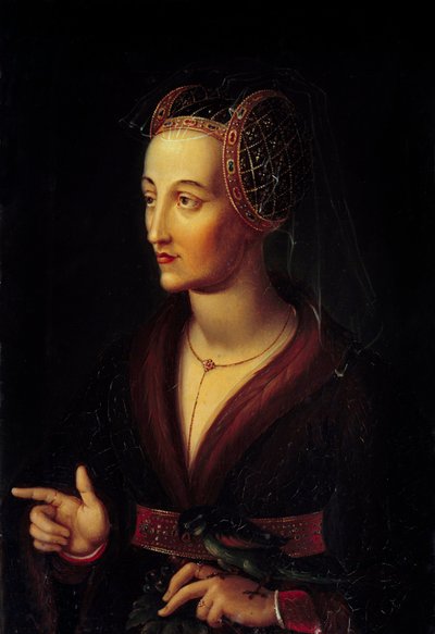 ポルトガルのイザベラの肖像、ブルゴーニュ公爵夫人 (1397-1472) Vincent Nicolas Raverat (1801-1865) による絵画 19 世紀の Sun。 0,43x0,3メートル 作： vincent Nicolas Raverat