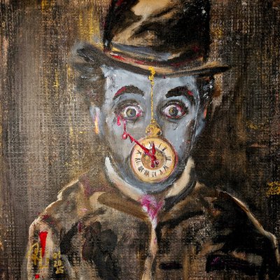 チャップリンと子供のアートプリント チャップリンと子供のアート