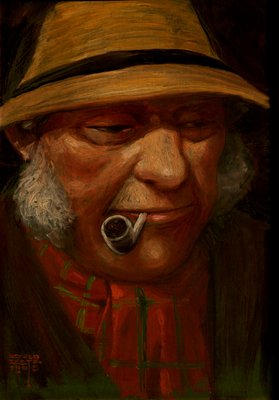 パイプを咥える男 額縁入り 絵画 by M.Onishi パイプを咥える男
