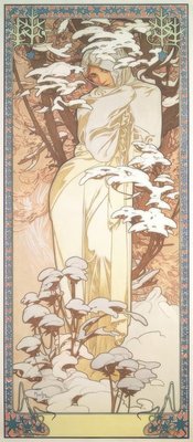 アルフォンス・ミュシャ、一年の三季節・冬、希少な画集より、 Alphonse_Mucha_-_LHiver_-_(