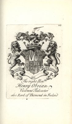 アイルランドの第8代トモン伯爵、タドキャスター子爵、ヘンリー・オブリエンの紋章とクレストです。