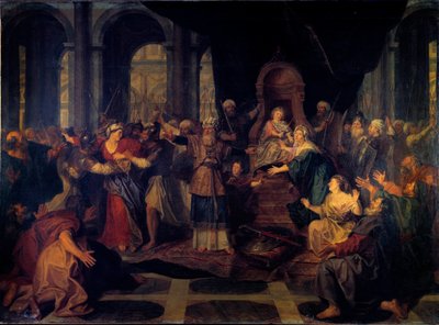 神殿から追われるアタリヤ ユダの王ヨラムの妻アタリヤは未亡人のまま、ユダヤ教を捨てて王国を治めています。アントワーヌ・コイペル（1661