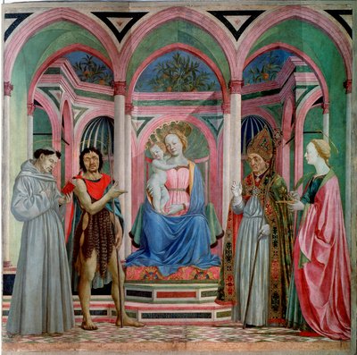 【人気No.1】 サンタ・ルチア・デイ・マグノーリの祭壇画。聖母子と聖ルチア 絵画