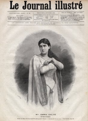 フランスのソプラノ歌手、エマ・カルヴェ（Rosa Noemie Emma Calvet de Roquet, dit）（1858-1942）の肖像 -  1892年の「The Illustrous Journal」に掲載されたナヴェリエによるエングレーヴィング。