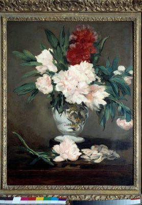 M▽エドゥアール・マネ 油彩 絵画 レプリカ 複製画 額縁 花瓶の芍薬