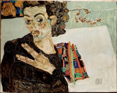 指を離して自画像。エゴンシーレの絵画