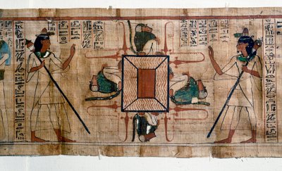 エジプトのアンティーク。火の湖から地獄へ。死者の書」のパピルス。第21王朝時代のパピルス