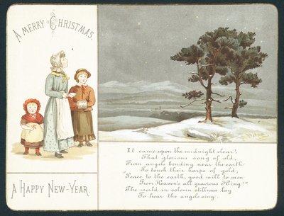 雪の中で待っている子供たち 年賀