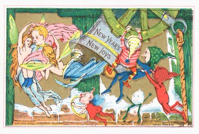 新年を祝うエルフと天使 年賀状