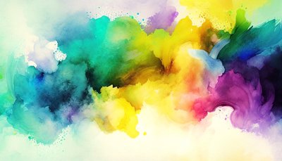 水彩画 抽象画 「フクの歓び」 融合されていない