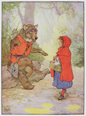 【海外輸入】 赤ずきんと狼、フランク・アダムスの「美しい童謡、物語と絵の本 絵画