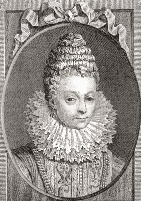 マリー・ド・メディシス、1575年、1642年。フランスのヘンリー4世の2番目の妻としてフランスの女王の配偶者。 Les Heures Libresから1908年に出版されました。                                    アート作品の設定をする