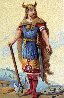 428年から448年にかけてフランク王国の王であったクロディオン（ル・シュヴル）の肖像。1890年頃のクロモリトグラフ。