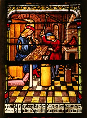 弟子と一緒に金細工師としての聖エ