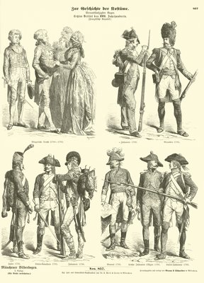 フランス共和党の衣装と軍服、1790年代                                    アート作品の設定をする