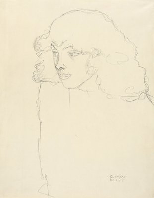1913年の4分の3の横顔の少女の半身像