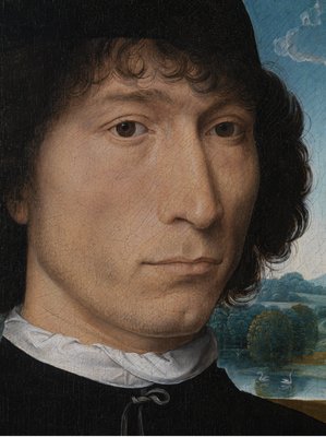 古代のコインを持つ男の肖像