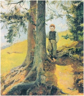 森の端にある農場の少年