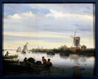 油絵　風車と人 夕暮れの風車：レオニード・アフレモフ・ギャラリーによるキャンバスに