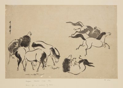 版画　馬駆ける Kitagawa_Utamaro_-_Horses_(