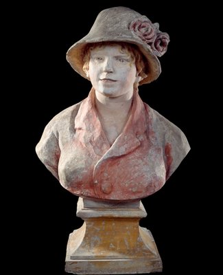 ルノワール夫人（画家の妻） 多色モルタルの胸像 ピエール