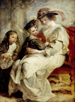 ヘレナ・フォーメントと 2 人の子供たち、1636 年頃。                                    アート作品の設定をする