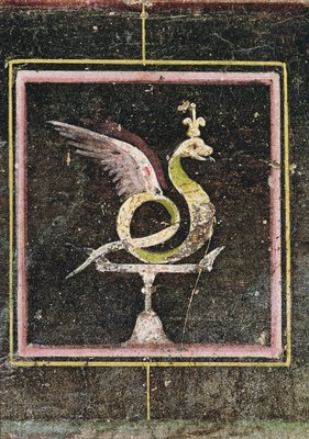 翼のある蛇 エジプト風の絵画で装