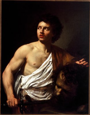 ダビデがゴリアテの首を持っている様子 シモン・ヴーエ（15901649）の作品