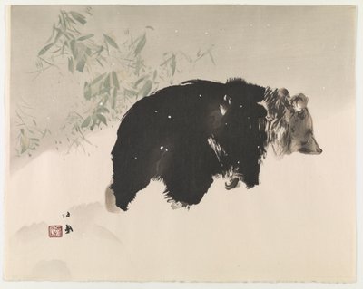 雪の中のクマ、1940（色木版画） 作： 竹内清歩