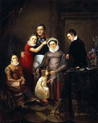 ニコライ王子の家族の肖像レプニンフォルコンスキー、1820年代                                    アート作品の設定をする