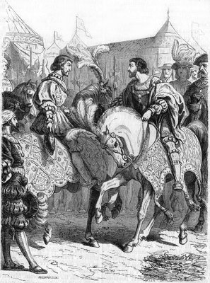 フランソワ1世とヘンリー8世の会見。19世紀のエングレーヴィング。