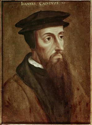 ジャン・カルヴァン（Jean Cauvin）の肖像 フランスの改革者・作家（1509-1564） 無名の絵画。1550.ロッテルダムMusee ...