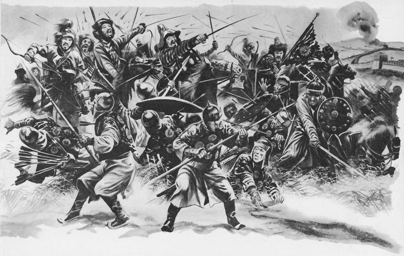 万里の長城を突破するゲンギス・カーン 作： 英語学校