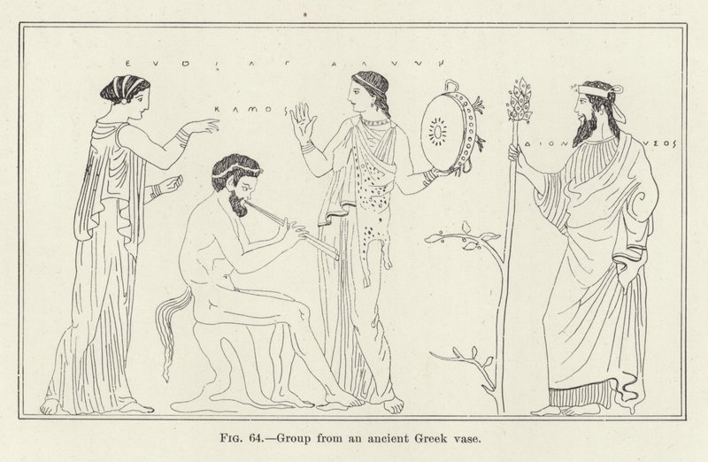 古代ギリシャの花瓶からの群像（エングレービング 作： （後）アメリカンスクール