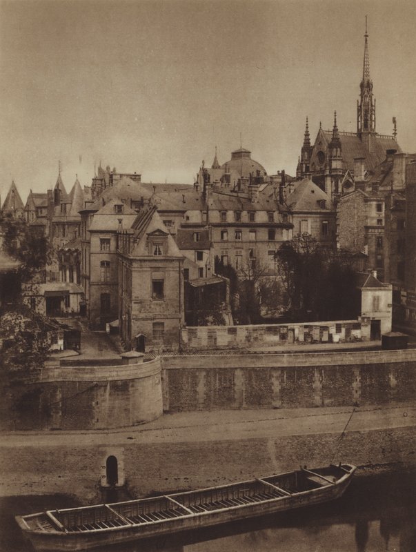 1862年、オルフェーヴル通りから見たパレ・ド・ジャスティス(モノクロ写真) 作： （後）フランスの写真家