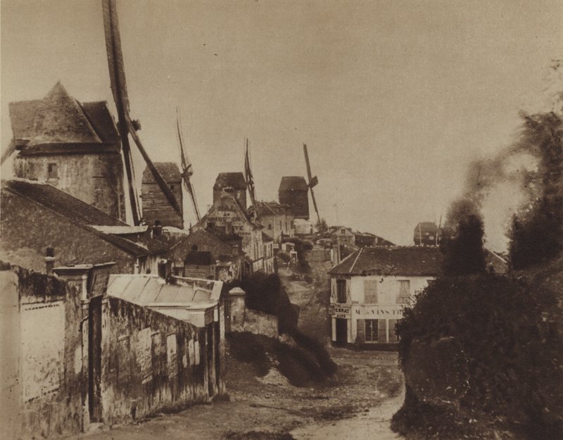 1845年のモンマルトルの製粉所（モノクロ写真 作： （後）フランスの写真家