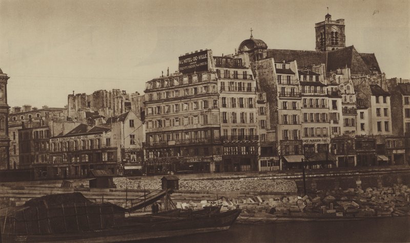 1855年頃のホテル・ド・ヴィルのケ、旧グレーブのケ（モノクロ写真 作： （後）フランスの写真家