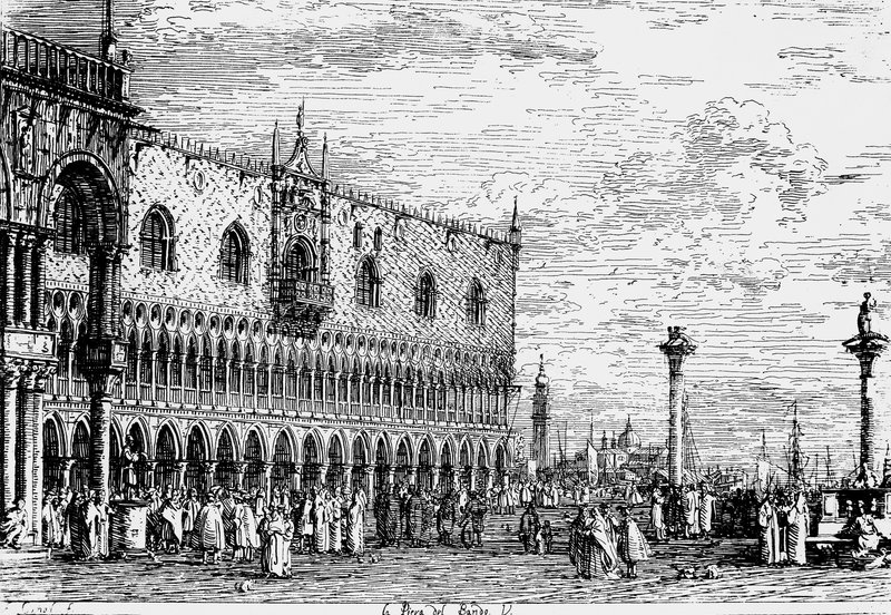 版画 限定版39/1000 カナルシーン (1697-1768)_Canaletto_-