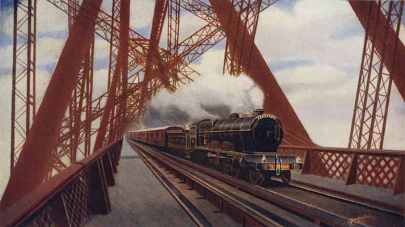 ノースブリティッシュ鉄道のフォース橋を渡るフライングスコッチマン 作： 英語学校
