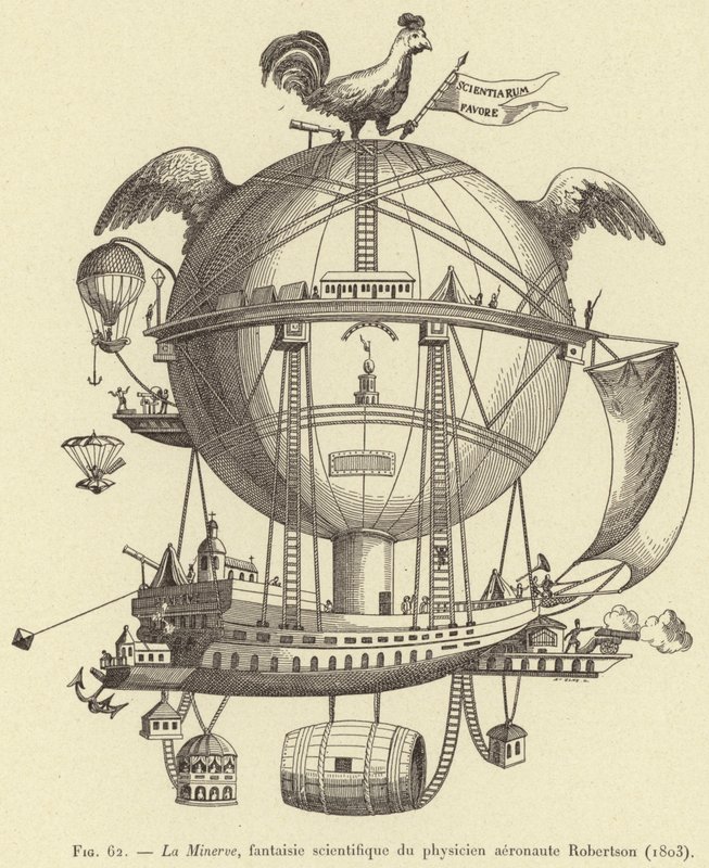 ラミネルヴ、航空物理学者ロバートソンの科学的ファンタジー（1803） 作： フランス語学校