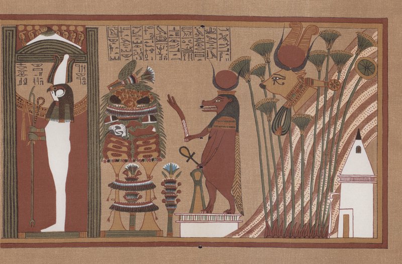 大英博物館の死者の書、古代エジプトのアニのパピルスの様子 作： ドイツ語学校