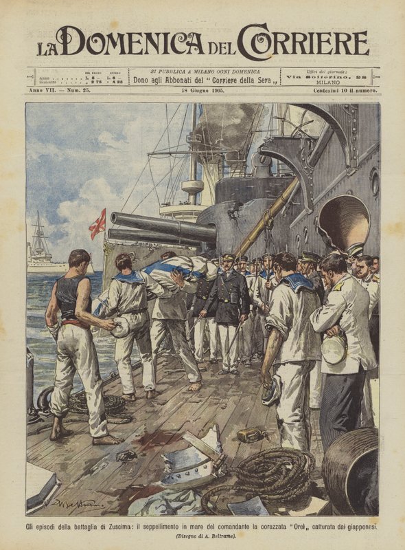 ズシマの戦いのエピソード、海軍の戦艦オレルの指揮官の埋葬？ 作： アキレ・ベルトラーメ