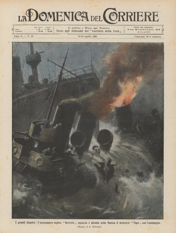 大災害、イギリスの巡洋艦Berwickがイギリス海峡の駆逐艦を破って破壊しますか？ 作： アキレ・ベルトラーメ