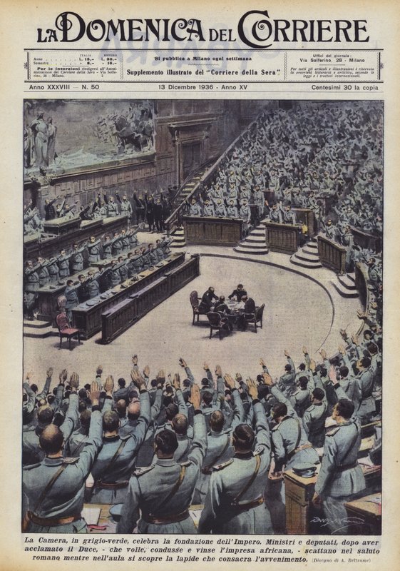 商工会議所は、灰緑色で、帝国の創設を祝います 作： アキレ・ベルトラーメ