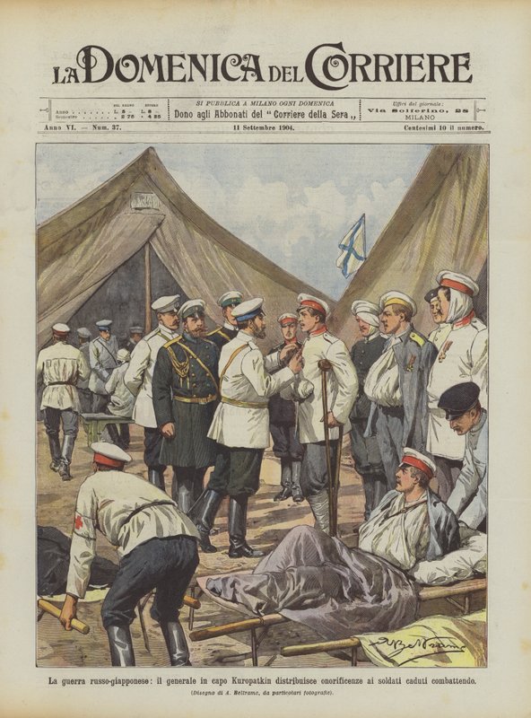 日露戦争では、クロパトキン総領事が戦死した兵士に戦うことで名誉を分配します 作： アキレ・ベルトラーメ